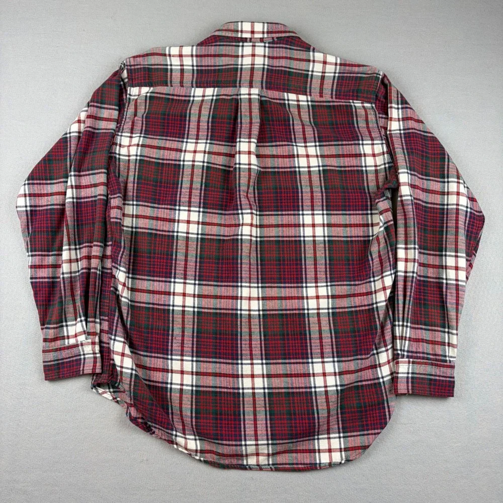 VTG J Crew Oarsman Mens Medium Red Plaid Long Sleeve Flannel Shirt Cotton